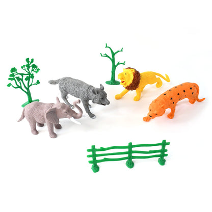 Colorful safari pals animal toy set for kids with realistic textures and durable plastic
