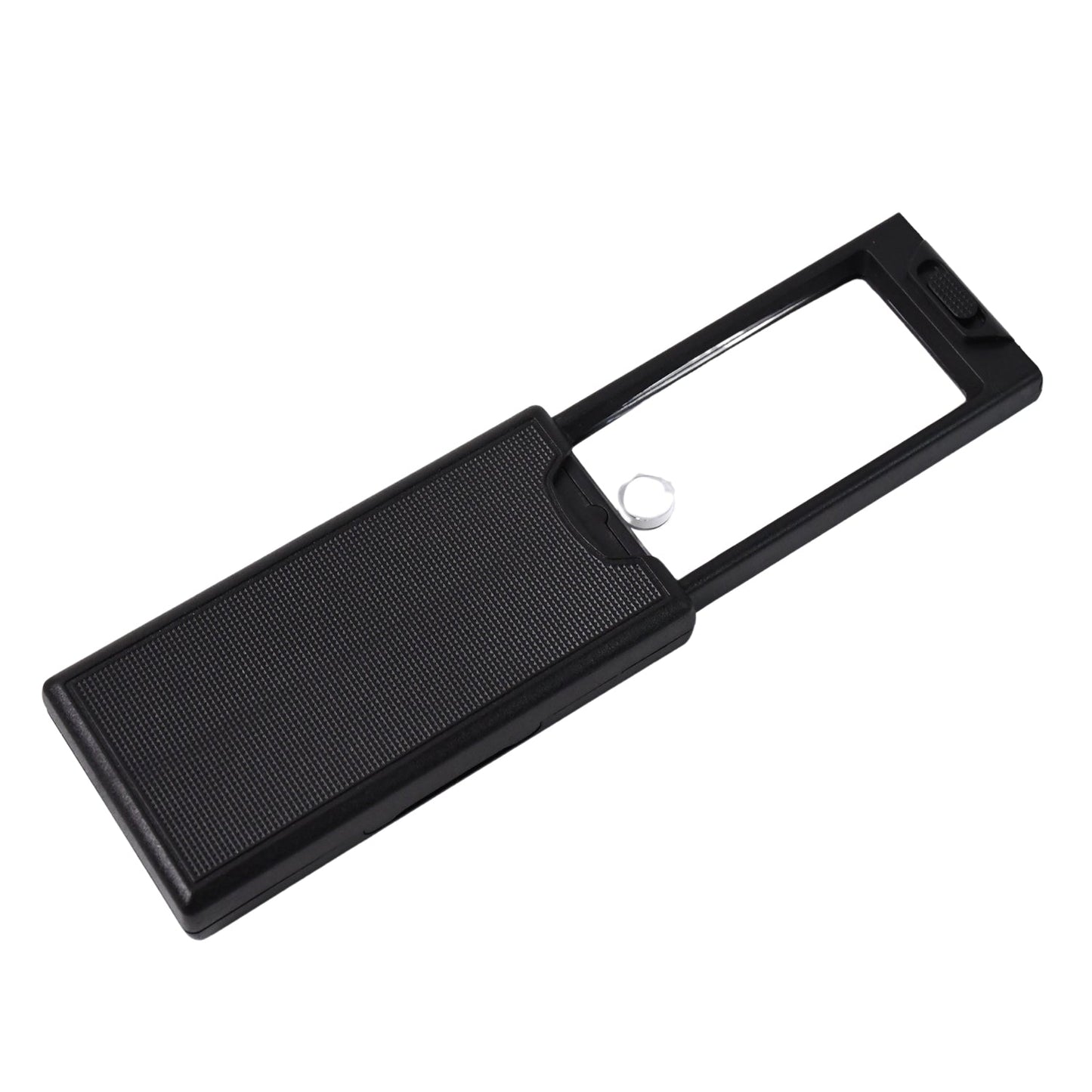 Close-up of zoom lens of extendable LED magnifier