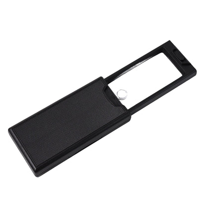 Close-up of zoom lens of extendable LED magnifier