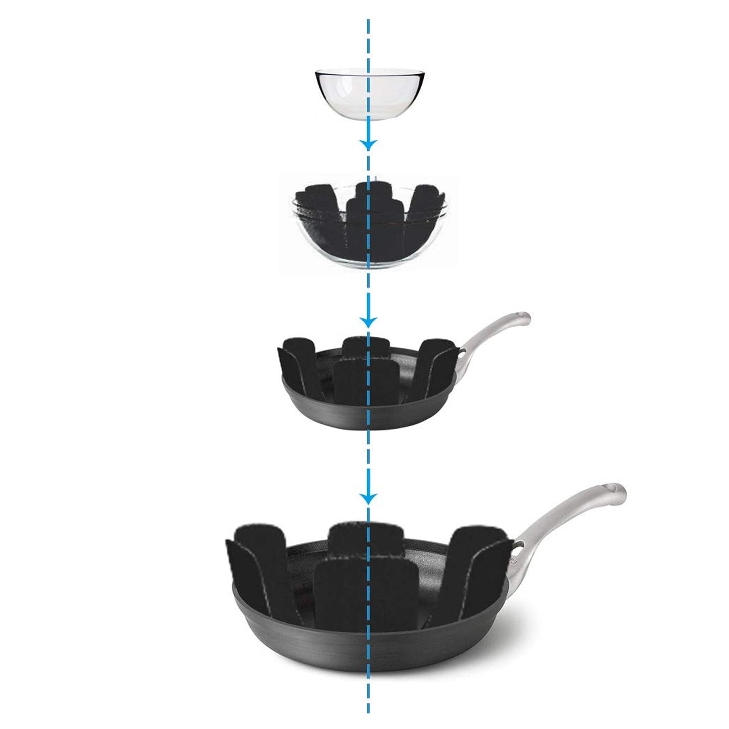 Multiple felt protectors stacked, ideal for safe cookware storage