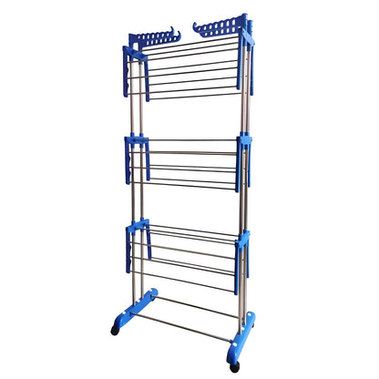 360-degree rotatable wheels of stainless steel drying rack for smooth mobility