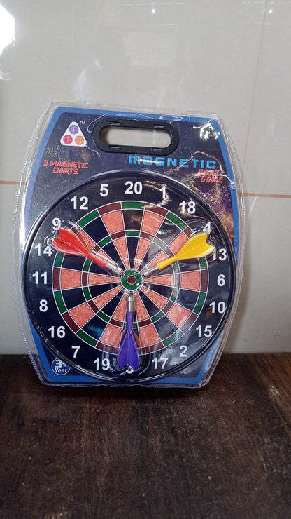 Back view of the classic magnetic dartboard safe for indoor family fun