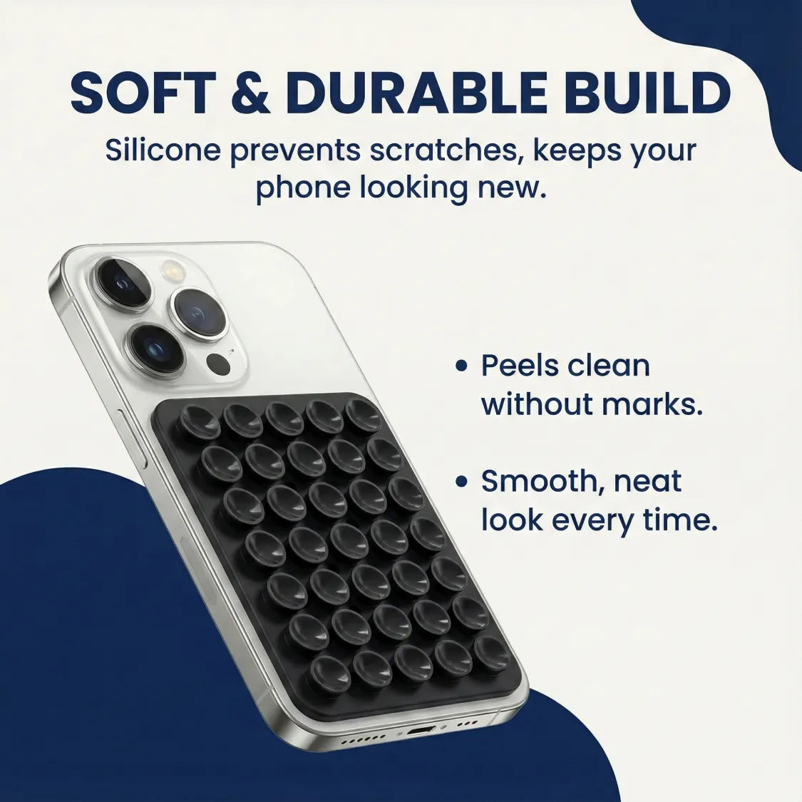Close-up of suction phone holder mount showcasing silicone suction feature