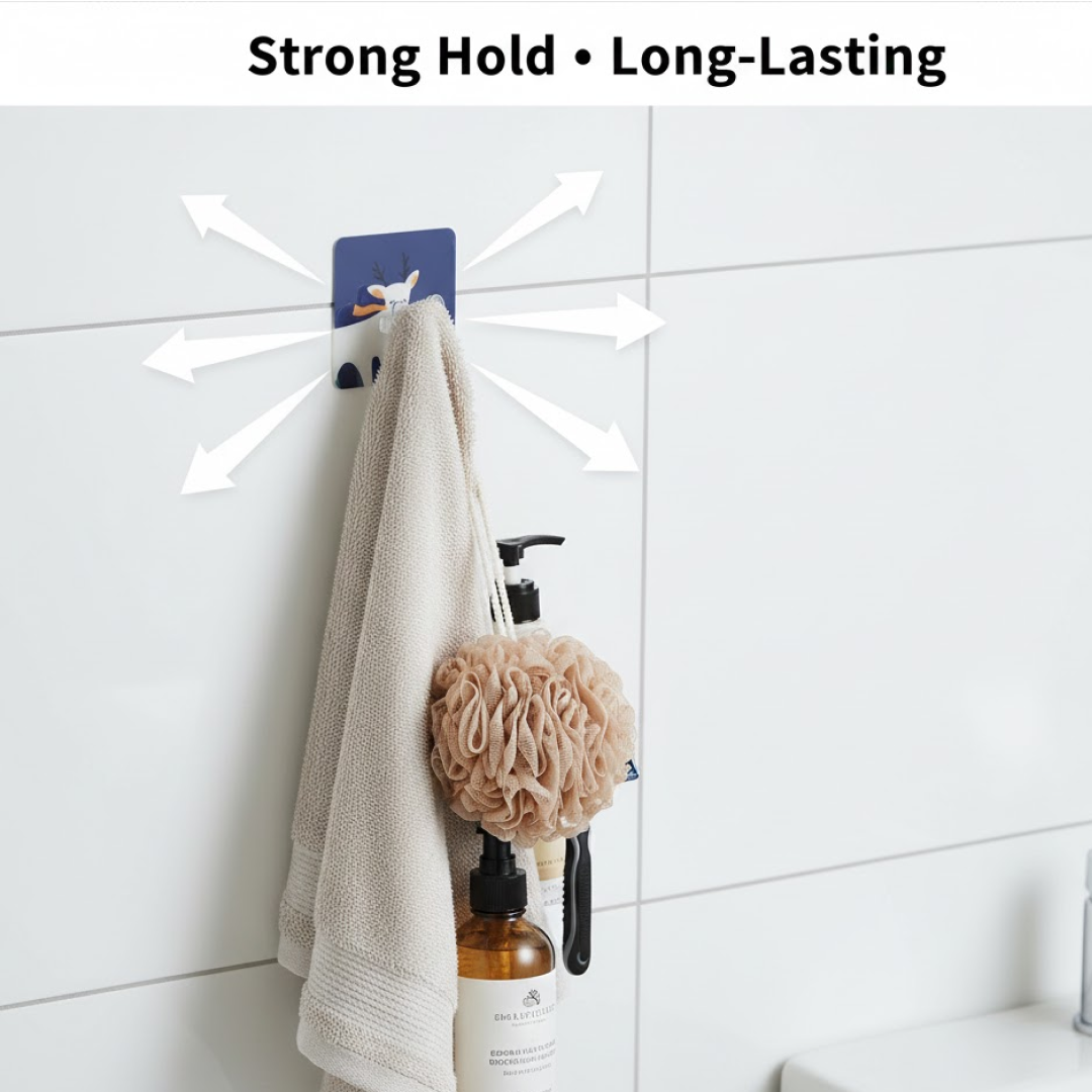 Close up of the self-adhesive wall hook edges designed for safety.