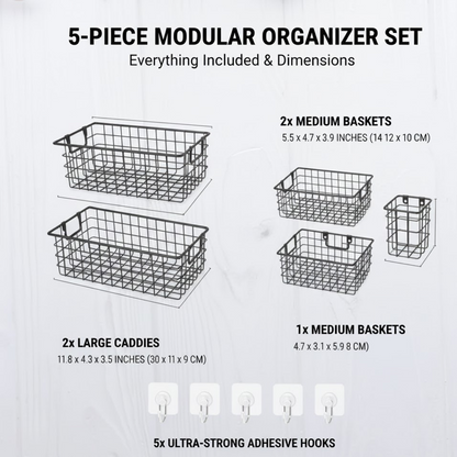 Metal shower storage baskets designed for shower head installation and organization