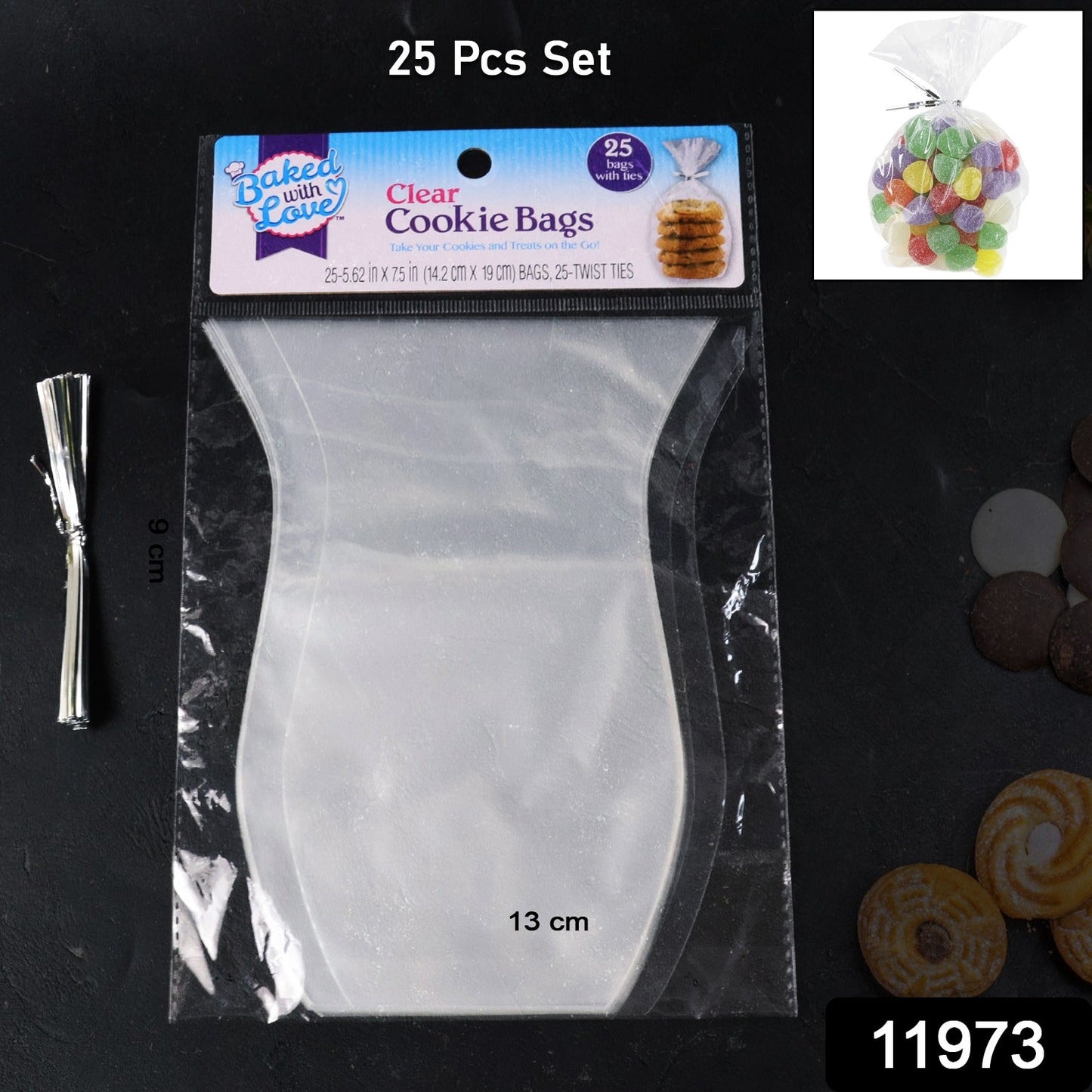 Close-up of transparent flat treat bags ideal for food storage and gift wrapping