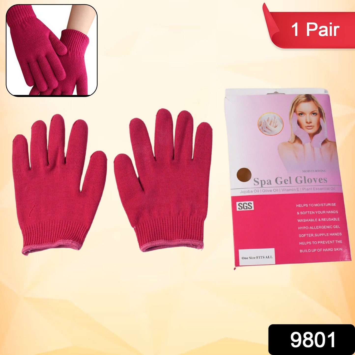 Close-up of moisture-retaining moisturizing gloves with gel lining