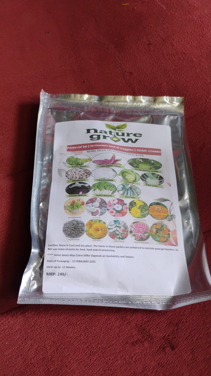 Seed Variety Display presenting colorful, assorted vegetable and flower seeds in a home gardening kit.