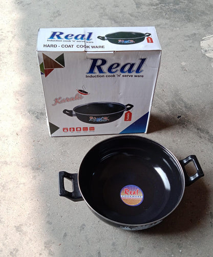 Heavy duty traditional small cast iron kadai for Indian stove cooking