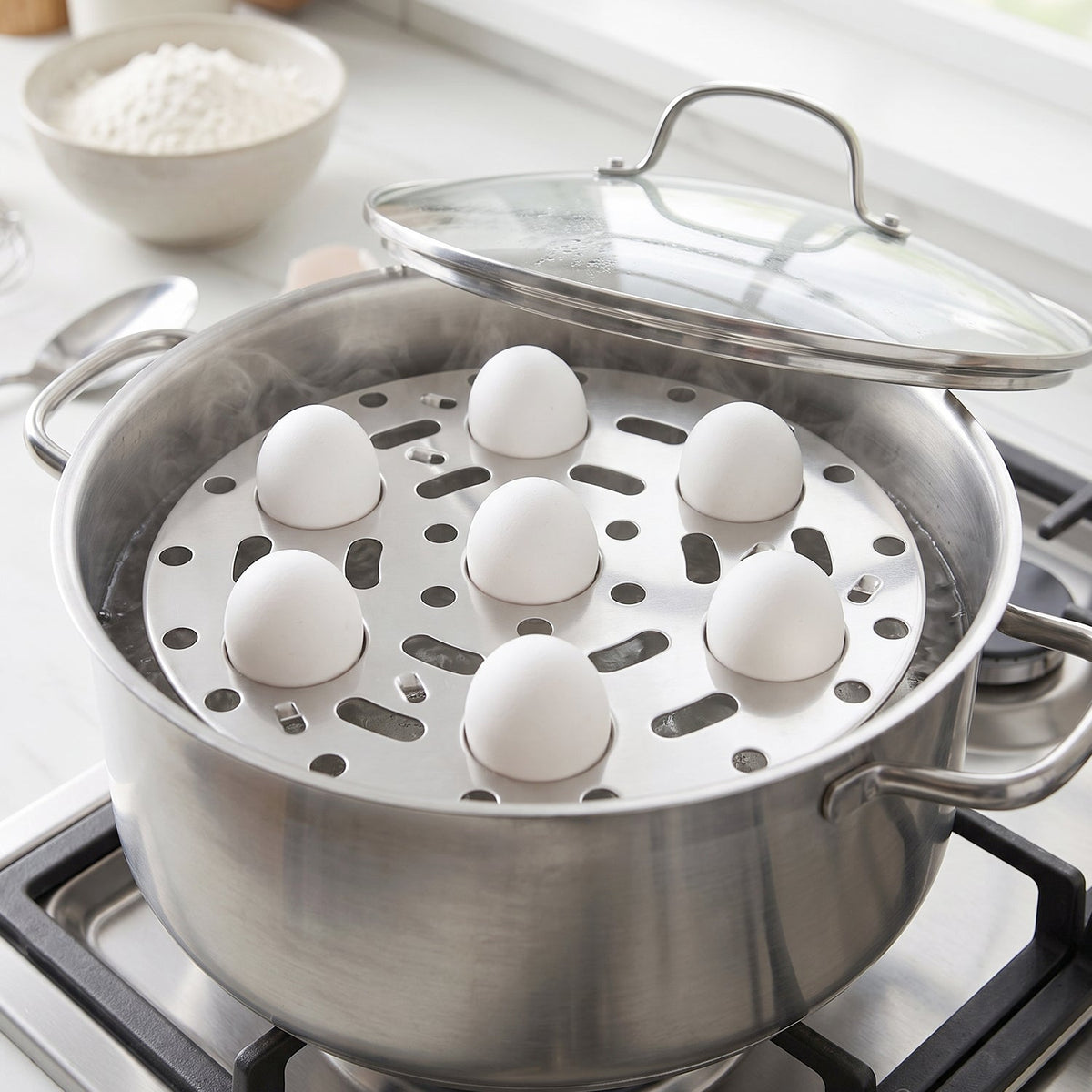 Stainless Steel Round Egg Steamer Rack Folding Trivet Stand For Pot (1 Pc)