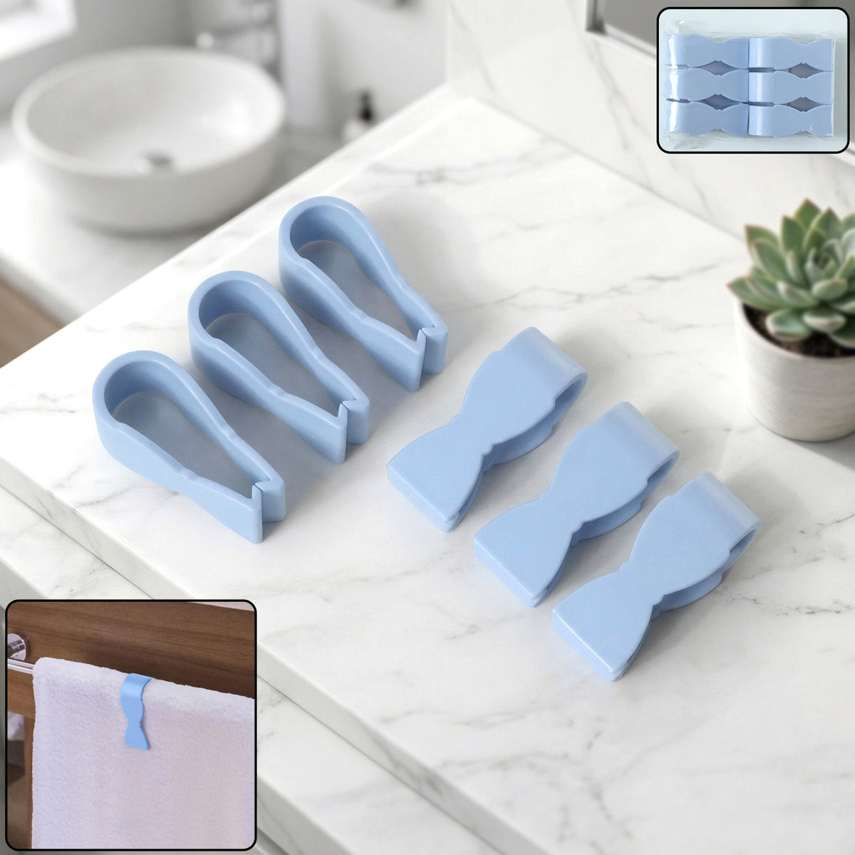 Multipurpose Towel Holder Clips Set (6 Pc Set)