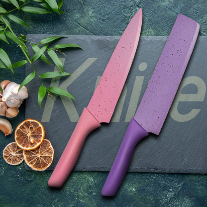 Small cleaver and paring knife included in professional 6Pc Kitchen Knife Set