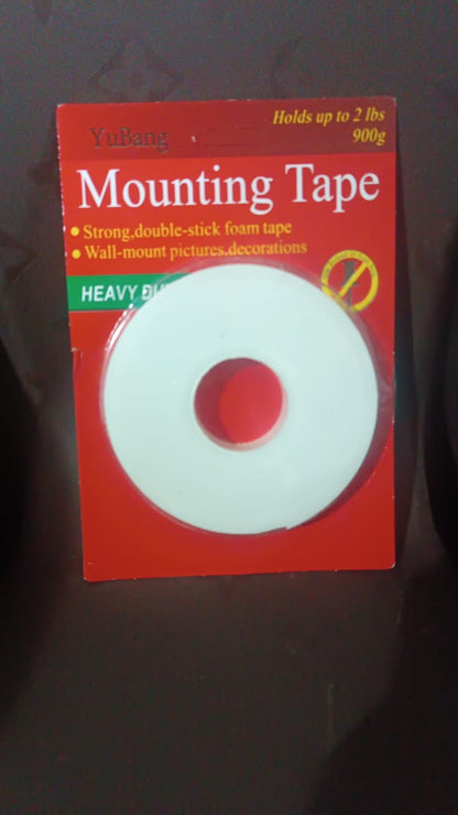 Packaged medium strong double sided foam mounting tape ready for use.