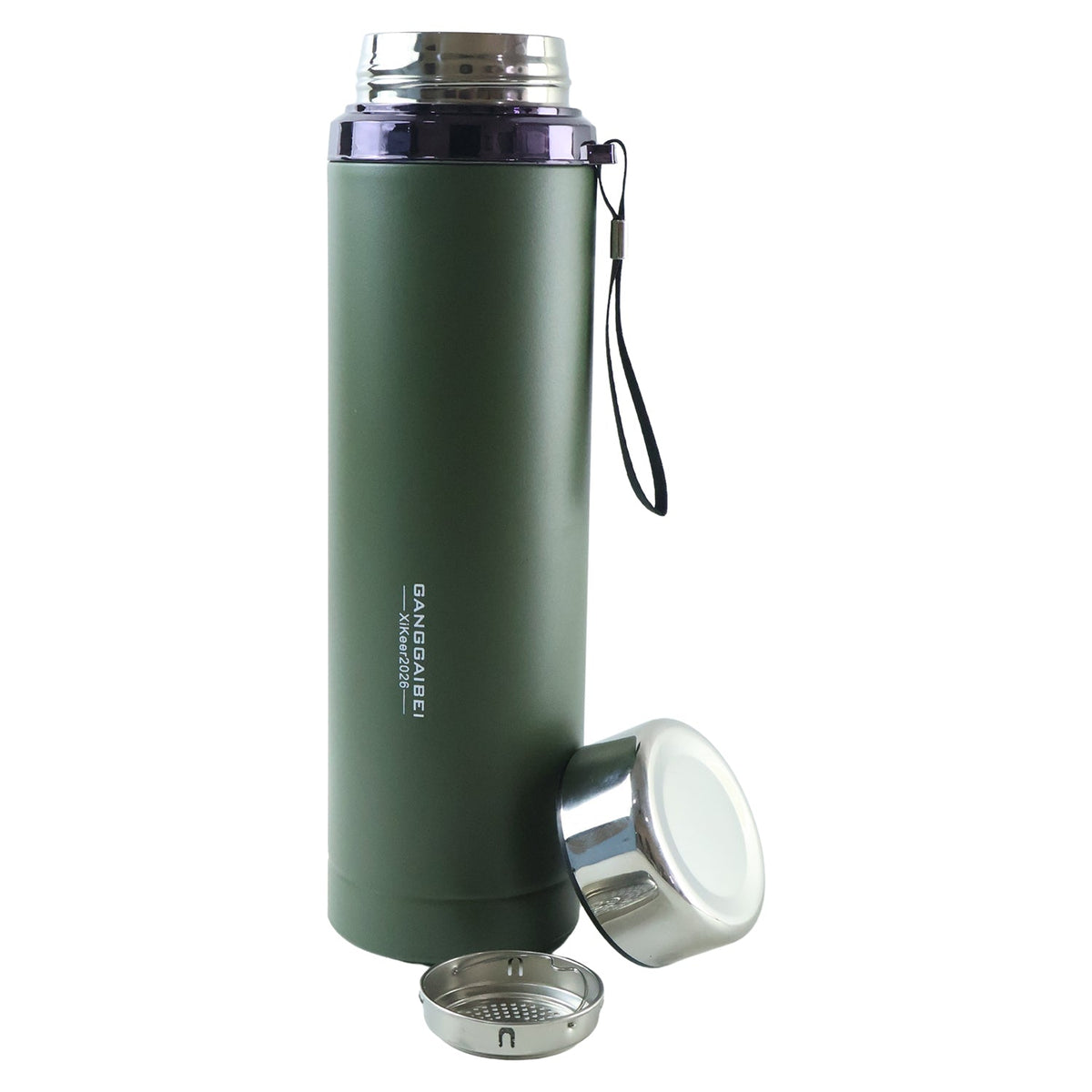 Vacuum Insulated Water Bottle 1000ml Steel Hot And Cold Flask With Cup Lid (1 Pc)