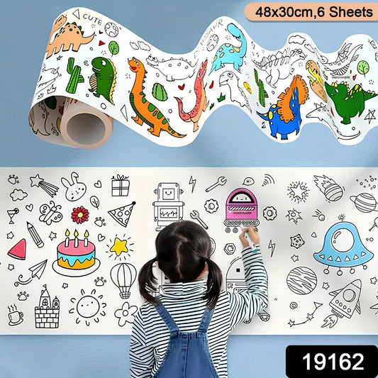 Large roll of kids drawing paper with marine undersea designs