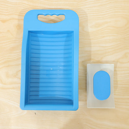 Portable Plastic Mini Washing Board With Soap Holder For Socks Laundry (1 Pc)