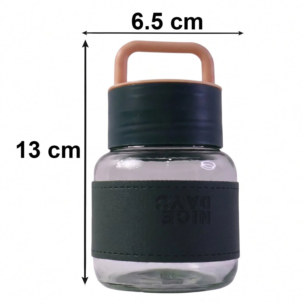 Glass Water Bottle With Handle And Leather Sleeve For Office Travel (1 Pc)