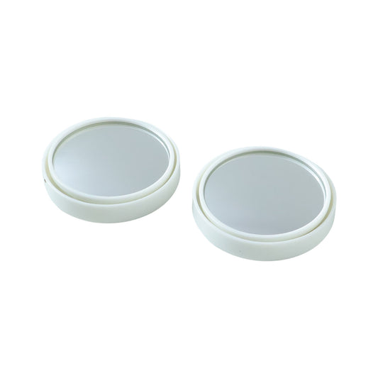 White Round Car Blind Spot Rear View Mirror Set (2 Pc)