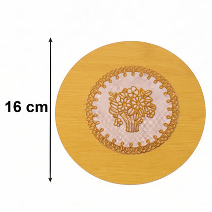 Wooden Heat Resistant Round Coaster  Protects Surfaces  Prevents Heat Marks
