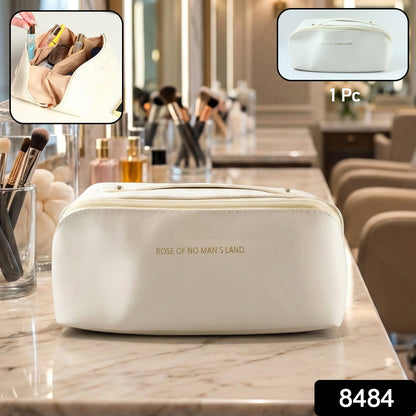 Compact waterproof cosmetic storage bag with zipper and handle