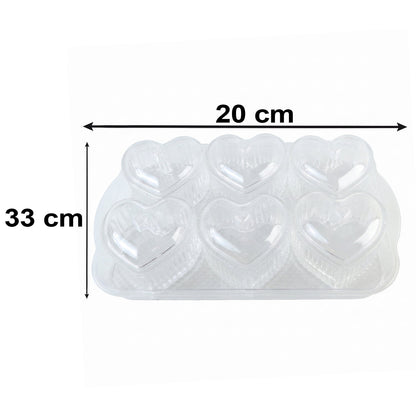 Heart Shape Dessert Bowl Set 6 Pc With Tray And Lids Serving Bowls (6 Pc Set)