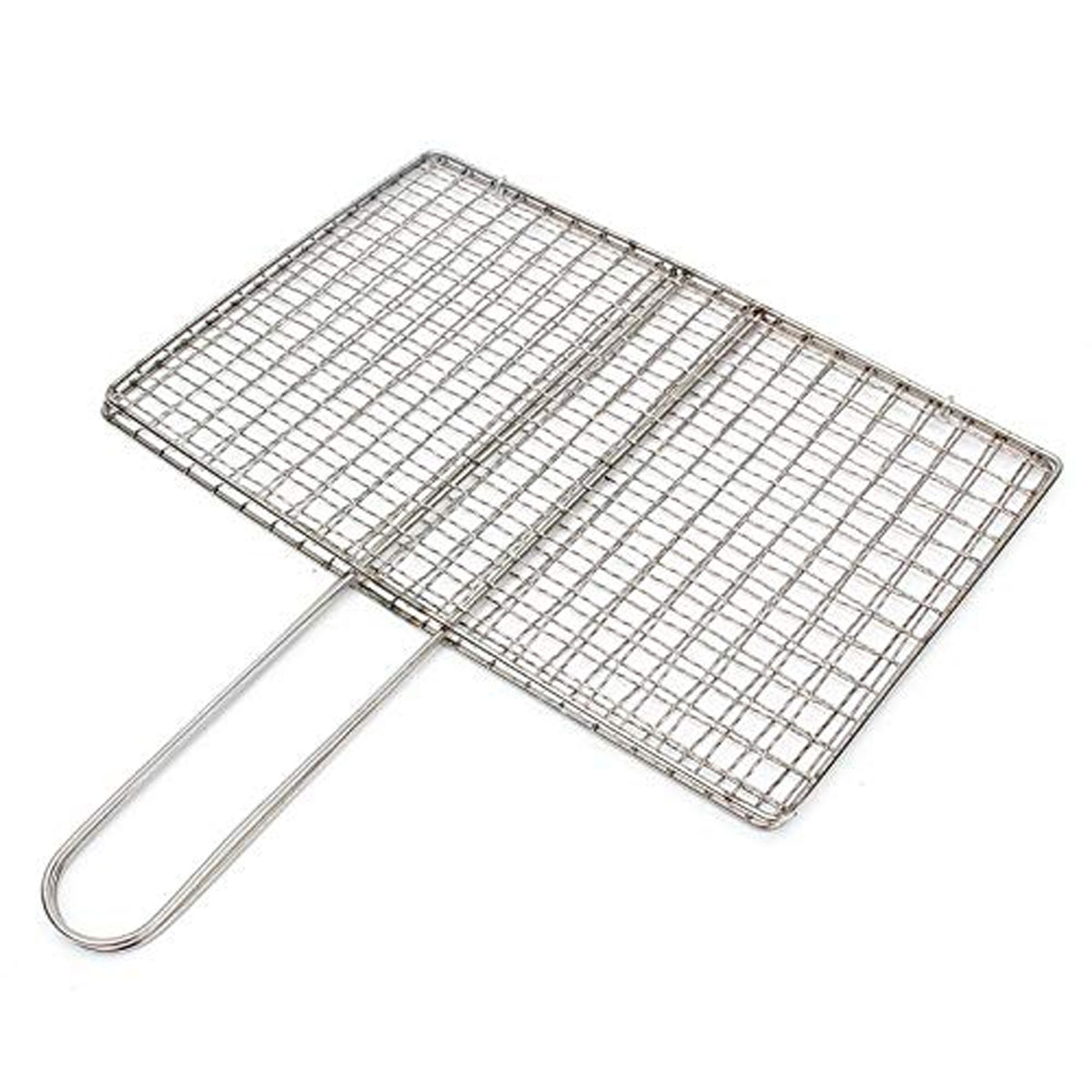 Stainless Steel Bbq Foldable Grill Wire Mesh Jali With Handle (1 Pc)