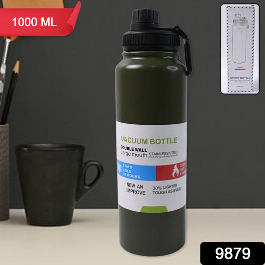 Close-up showing leak-proof cap of insulated stainless steel water bottle