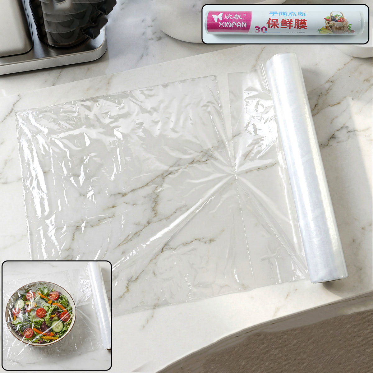 Food Grade Cling Wrap Roll (30 Bag 300x300 Mm)