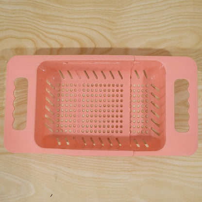 Adjustable Plastic Over The Sink Drain Basket Colander With Handles (1 Pc)
