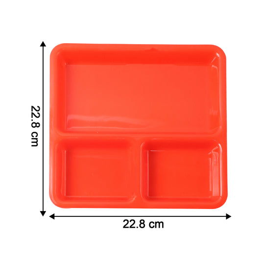 Plastic 3-compartment Rectangular Meal Serving Tray  Plates (1 Pc)