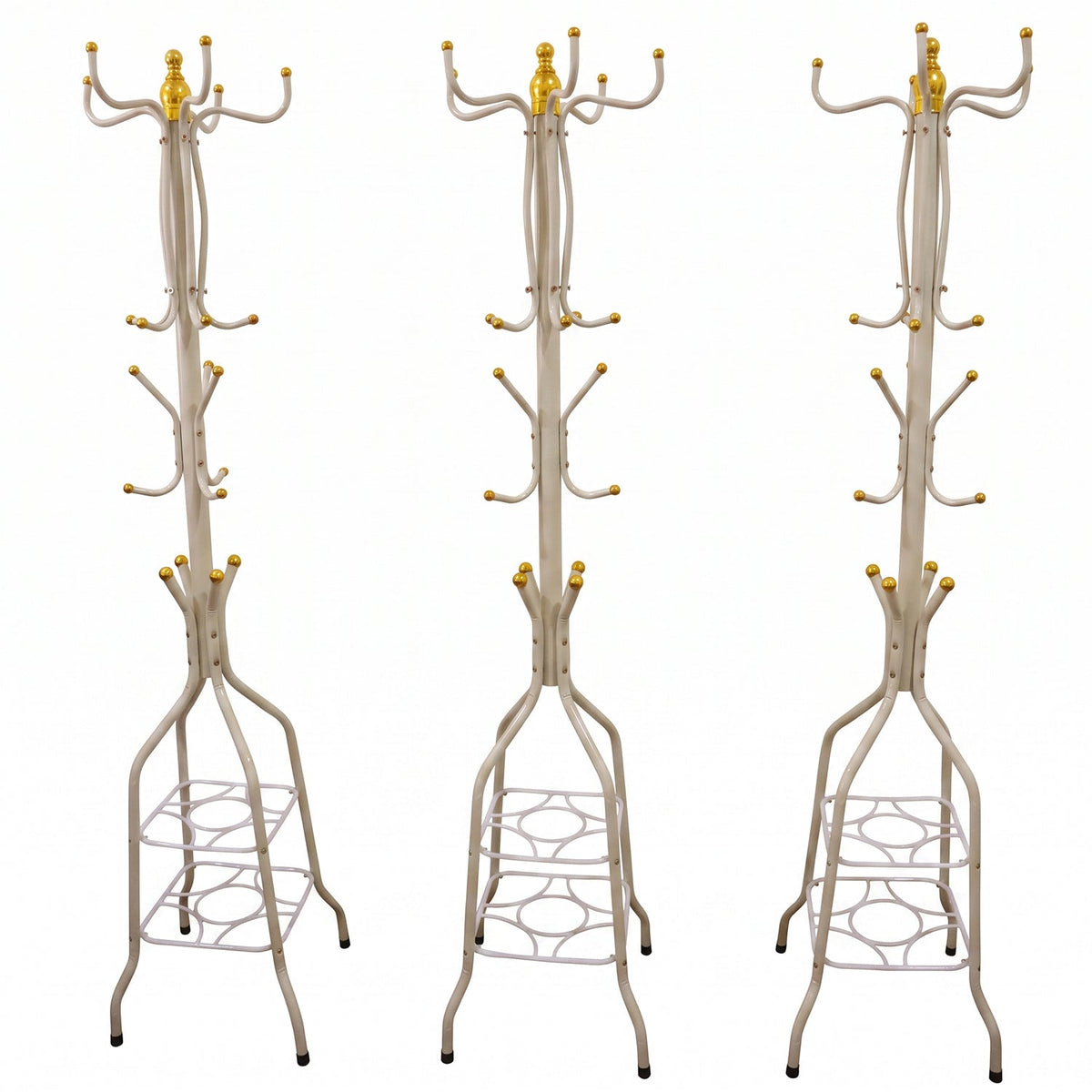 Metal Floor Standing Coat Rack Stand With Bottom Storage Shelf (1 Pc)