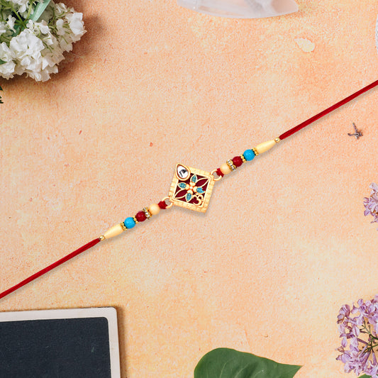 Traditional Beaded Kundan Rakhi