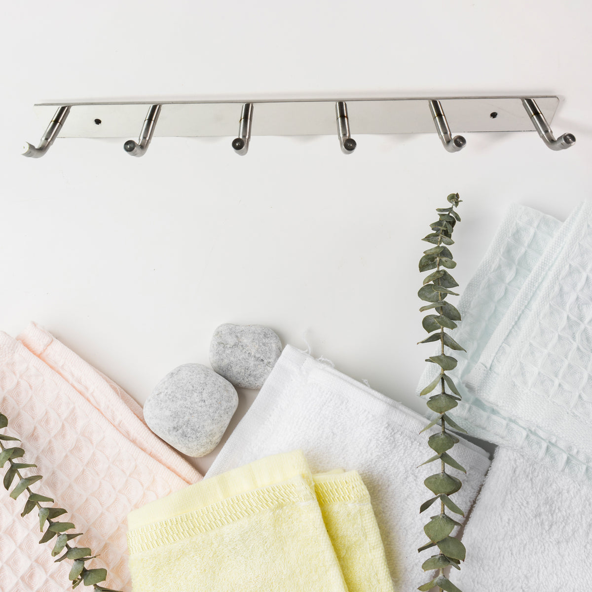 Stainless Steel Wall Mounted Coat 6 Hook Rack (32x3  1pc)