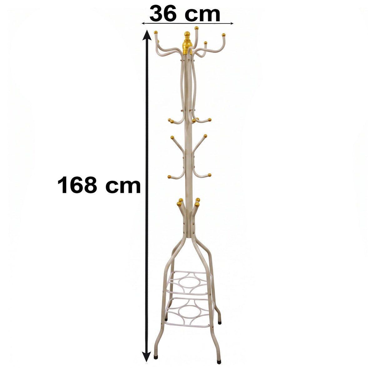 Metal Floor Standing Coat Rack Stand With Bottom Storage Shelf (1 Pc)