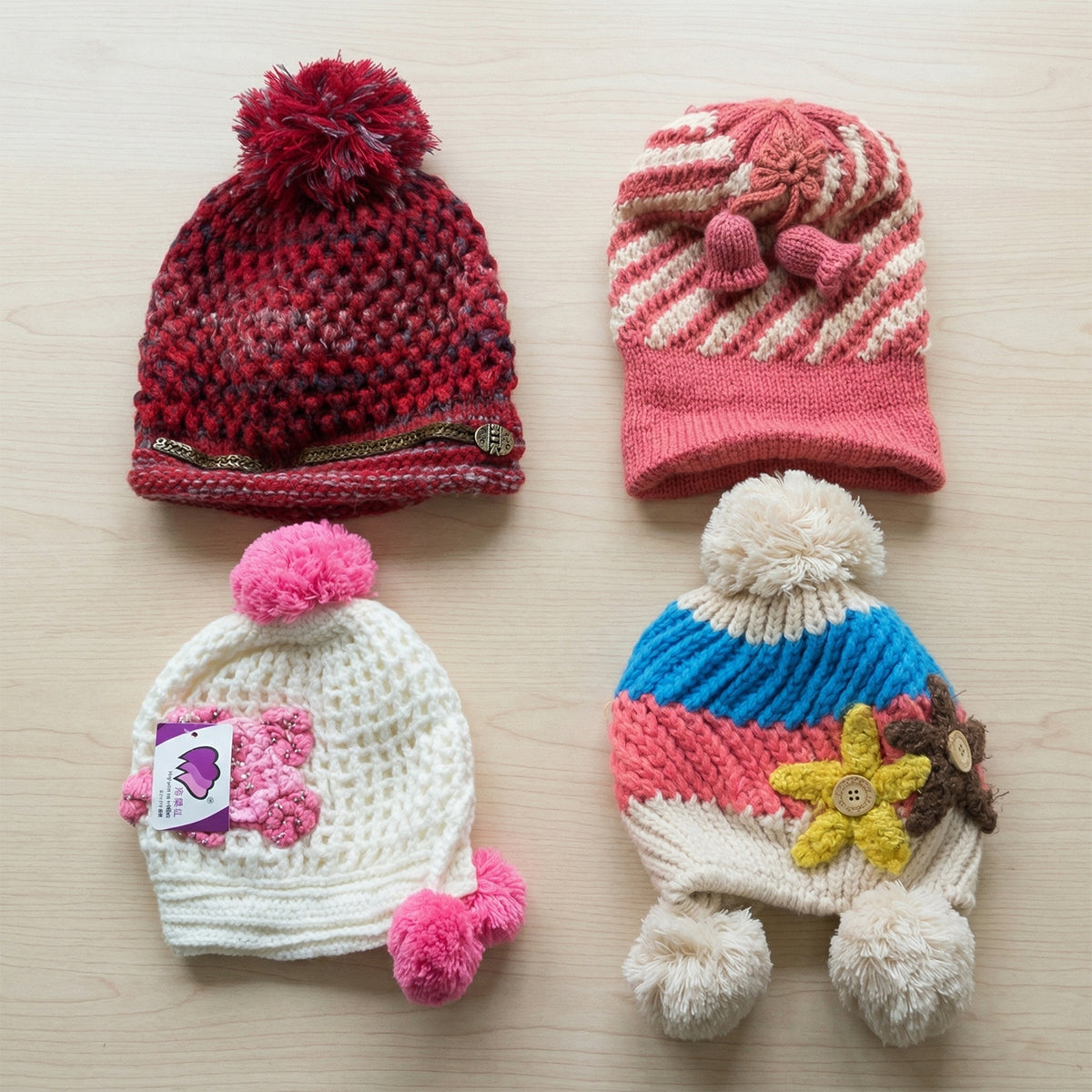 Cute Winter Woolen Knitted Caps For Men  Women (1 Pc Mix Design)