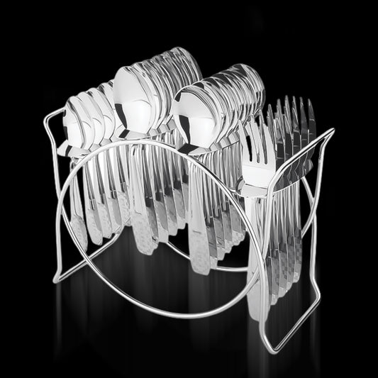 Stainless Steel Cutlery Set With Elegant Storage Stand (24 Pc)