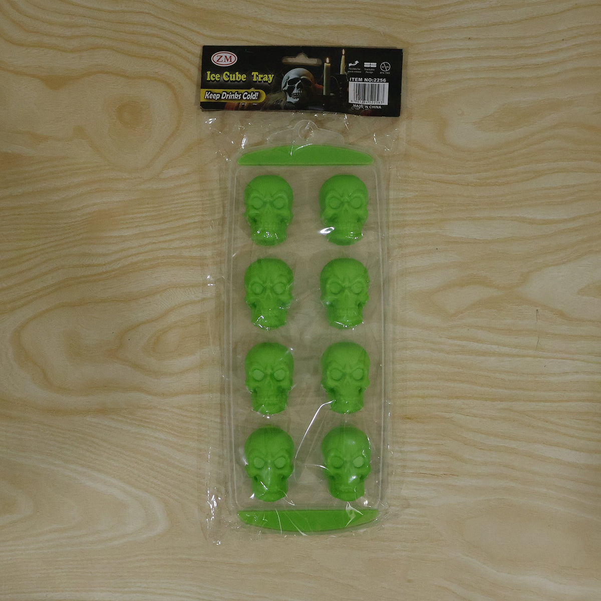 Plastic 8 Grid Ice Cube Tray With Lid Skull Shape Freezer Ice Mold (1 Pc)