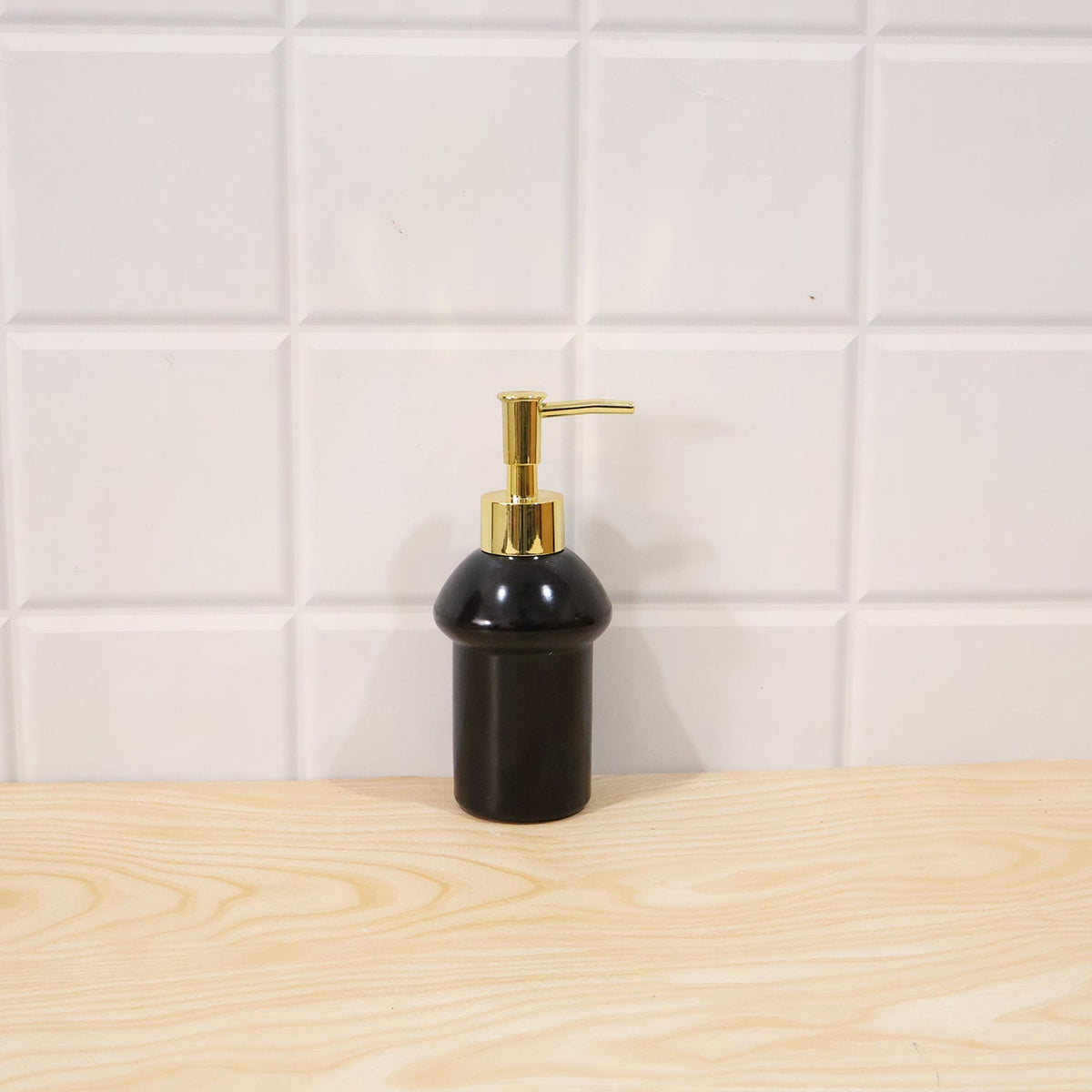 Black Glass Liquid Soap Dispenser Bottle With Gold Pump Refillable (1 Pc)