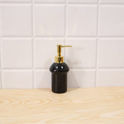 Black Glass Liquid Soap Dispenser Bottle With Gold Pump Refillable (1 Pc)