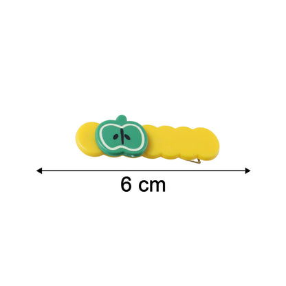 Cute Apple Design Hair Clip Set (4 Pc)