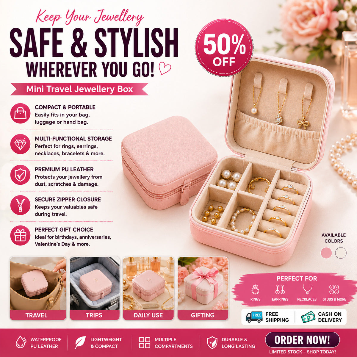 Jewellery Box For Women Mini Portable Jewelry Box