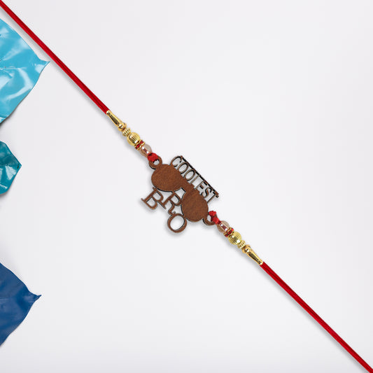 Trendy Wooden Rakhi For Brother  Coolest Bro Design With Sunglass Motif  Decorative Beads
