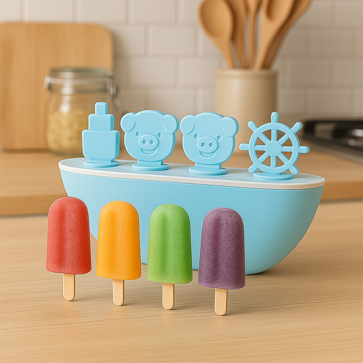 Creative Boat-shaped Ice Cream Mould With Cute Piggy