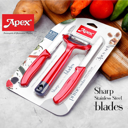 Apex 3-piece Stainless Steel Kitchen Knife And Peeler Set