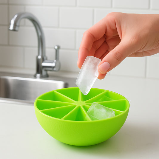 Lemon Shape Flexible Silicone Ice Cube Tray  8-slot Round Ice Mold (1 Pc)