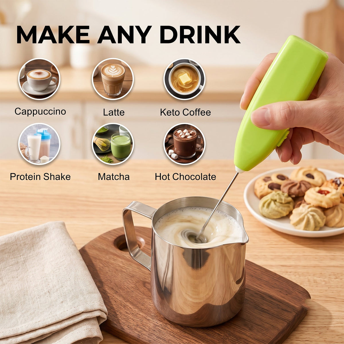 Handheld Electric Egg Beater Milk Frother Mini Whisk Coffee Beater (1 Pc)