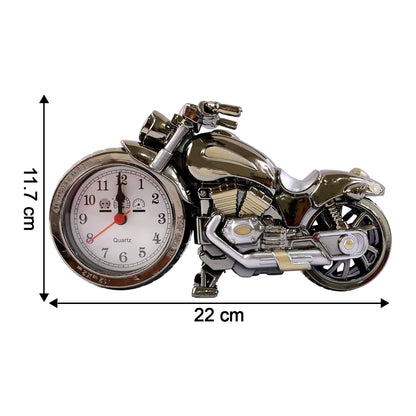 Back view of stylish motorcycle alarm clock for table use
