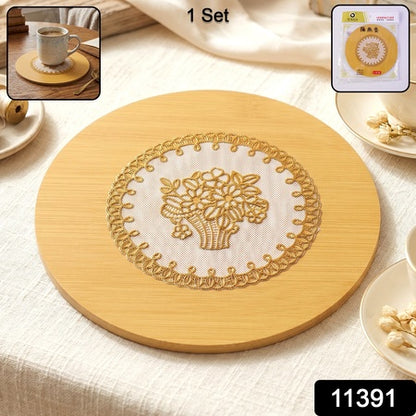Wooden Heat Resistant Round Coaster  Protects Surfaces  Prevents Heat Marks