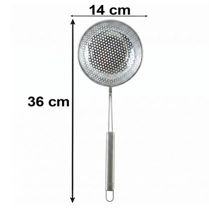 Stainless Steel Frying Strainer Skimmer Spoon With Long Handle (1 Pc)