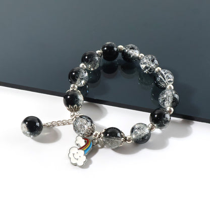 Elegant Black  Crystal Beaded Charm Bracelet